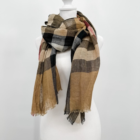 Burberry Accessories - Burberry Scarf Authentic Gauze Lightweight Plaid Nova Check Long Oversized Sheer